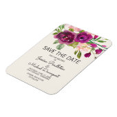 Plum Blush Floral Wedding Save Date Magneet (Linkerzijde)