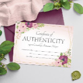 Plum Blush Flowers Certificate of Authenticity Bedankkaart