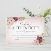 Plum Blush Flowers Certificate of Authenticity Bedankkaart (Staand voorkant)
