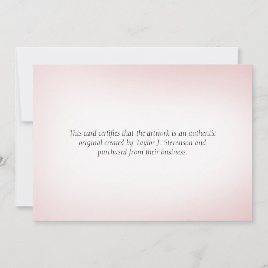 Plum Blush Flowers Certificate of Authenticity Bedankkaart (Achterkant)