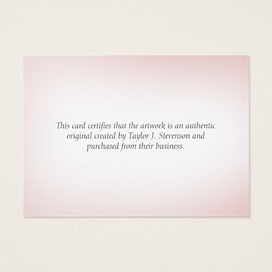 Plum Blush Flowers Certificate of Authenticity Visitekaartje (Achterkant)