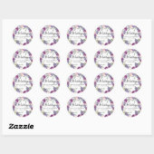 Plum Blush Paarse Bloemen Bruiloft Envelop Seal Ronde Sticker (Vel)