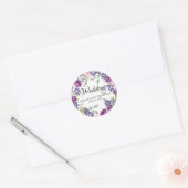Plum Blush Paarse Bloemen Bruiloft Envelop Seal Ronde Sticker (Envelop)