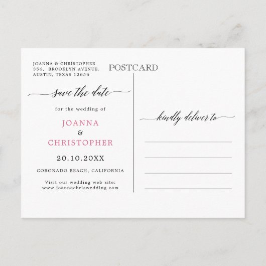 Plum Blush Pink Bloemenkalender Bewaar de datum Aankondigingskaart (Achterkant)