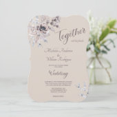 Plum Blush Waterverf Floral Wedding Invitation Kaart (Staand voorkant)