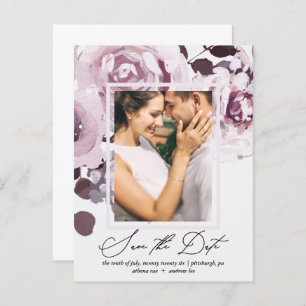  Plum Boeket en Lijst Save the Date Uitnodiging Briefkaart