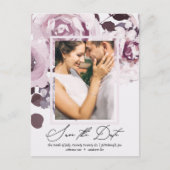 Plum Boeket en Lijst Save the Date Uitnodiging Briefkaart (Voorkant)