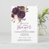 Plum Bohemian Roos Bridal Shower Kaart (Staand voorkant)