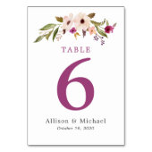 Plum Boho Chic Trouwtafelnummers Kaart (Voorkant)