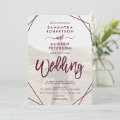 Plum boho lijst simpel fotoscript bruiloft kaart (Staand voorkant)