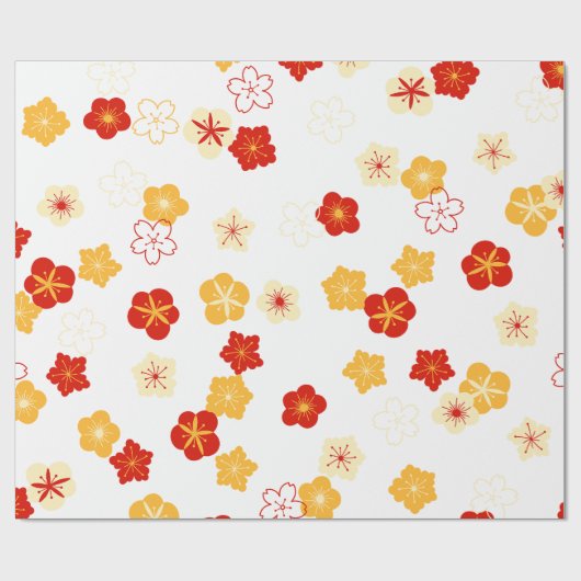 Plum Bossom Bloem Chinees Nieuwjaar Patroon Cadeaupapier (Vlak)