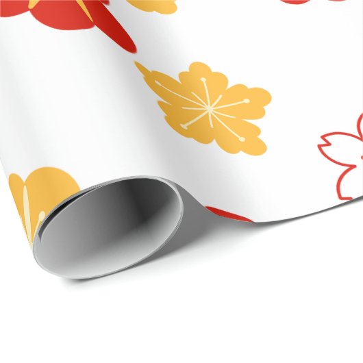 Plum Bossom Bloem Chinees Nieuwjaar Patroon Cadeaupapier (Rol Hoek)