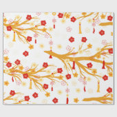 Plum Bossom Chinees nieuwjaarspatroon Cadeaupapier (Vlak)