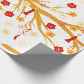 Plum Bossom Chinees nieuwjaarspatroon Cadeaupapier (Hoek)