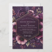 Plum Botanical Bloom Wedding Kaart (Voorkant)