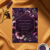 Plum Botanical Bloom Wedding Kaart
