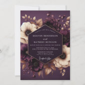 Plum Botanical Enchantment Wedding Kaart (Voorkant)