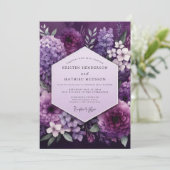 Plum Botanical Opulence Wedding Kaart (Staand voorkant)