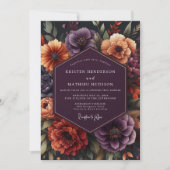 Plum Botanical Opulent Wedding Kaart (Voorkant)