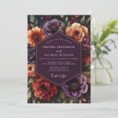 Plum Botanical Opulent Wedding Kaart (Staand voorkant)
