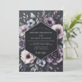 Plum Botanical Romance Wedding Kaart (Staand voorkant)