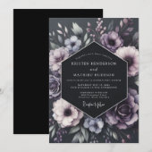 Plum Botanical Romance Wedding Kaart (Voorkant / Achterkant)