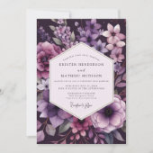 Plum Botanical Romance Wedding Kaart (Voorkant)