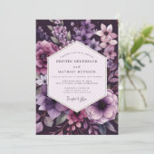 Plum Botanical Romance Wedding Kaart (Staand voorkant)
