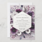 Plum Botanical Romance Wedding Kaart (Voorkant)