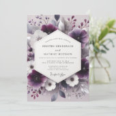 Plum Botanical Romance Wedding Kaart (Staand voorkant)