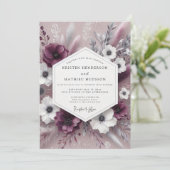 Plum Botanical Whimsical Wedding Kaart (Staand voorkant)