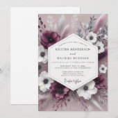 Plum Botanical Whimsical Wedding Kaart (Voorkant / Achterkant)