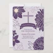 Plum Botanicals voor meisjes met Cross Christening Kaart (Voorkant)