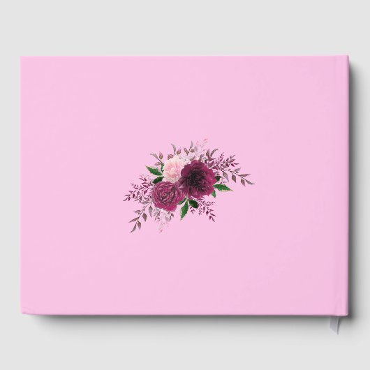 Plum Bourgondië Blush Roze Bloemen Gastenboek