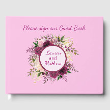 Plum Bourgondië Blush Roze Bloemen Gastenboek