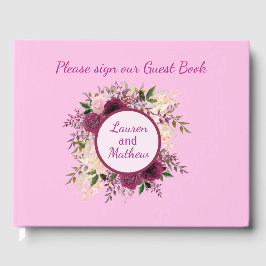 Plum Bourgondië Blush Roze Bloemen Gastenboek