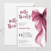 Plum Bow 30th Birthday Invitation Kaart (Voorkant / Achterkant)