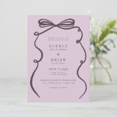 Plum Bow Lijst bruiloft Kaart (Staand voorkant)