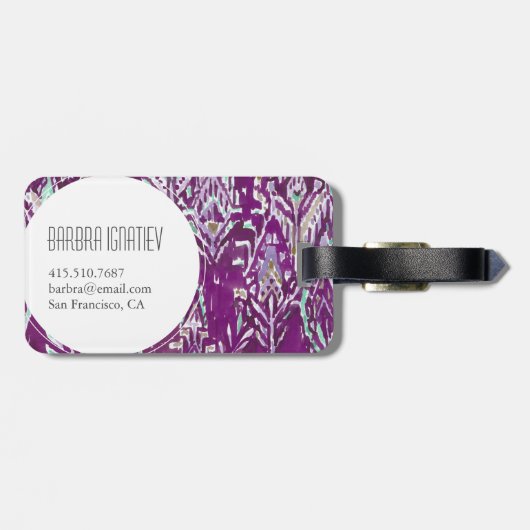 Plum Brave Feather Tribal Print Bagagelabel (Achterkant horizontaal)