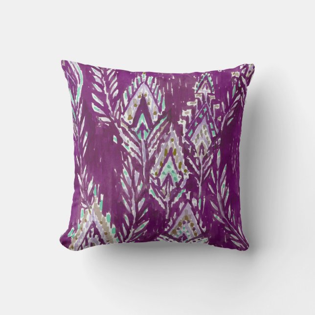 Plum Brave Feather Tribal Print Kussen (Voorkant)