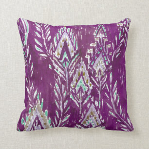 Plum Brave Feather Tribal Print Kussen
