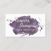 Plum Brush Stroke | Modern Paarse Trendy Splatter Visitekaartje (Voorkant)