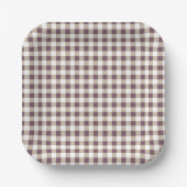 Plum Buffalo Plaid Holiday Papieren Bordje (Voorkant)
