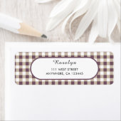 Plum Buffalo Plaid Holiday Retour Adreslabel Etiket (Insitu)