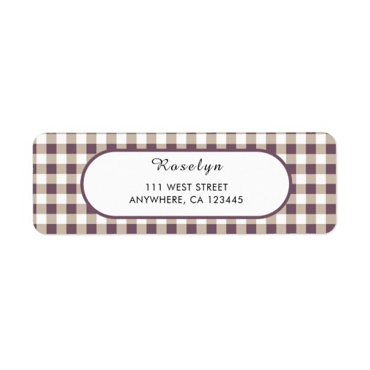 Plum Buffalo Plaid Holiday Retour Adreslabel Etiket (Voorkant)