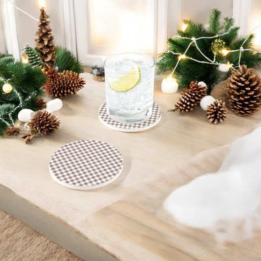 Plum Buffalo Plaid Holiday Zandsteen Onderzetter