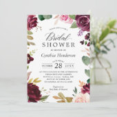 Plum Burgundy Blush Floral Classy Vrijgezellenfees Kaart (Staand voorkant)