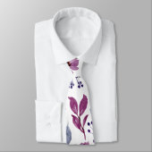 Plum Burgundy  Waterverf Floral Pattern Stropdas (Gebonden)