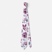 Plum Burgundy  Waterverf Floral Pattern Stropdas (Voorkant)