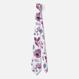 Plum Burgundy Waterverf Floral Pattern Stropdas